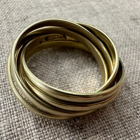 Vintage 14K Yellow Gold Rolling Ring Made of Six (6) Intertwined Bands Size 5.5 - Picture 6 of 8